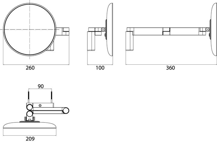 Produktbild Emco LED-Rasier-/Kosmetikspiegel EVO rund, Wandmodell, 2-armig 3-fach chrom