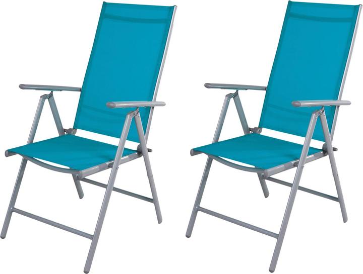 Actual product image Mojawo 2er Set Garten Klappstuhl Aluminium - Textilen Silbergrau/Petrol