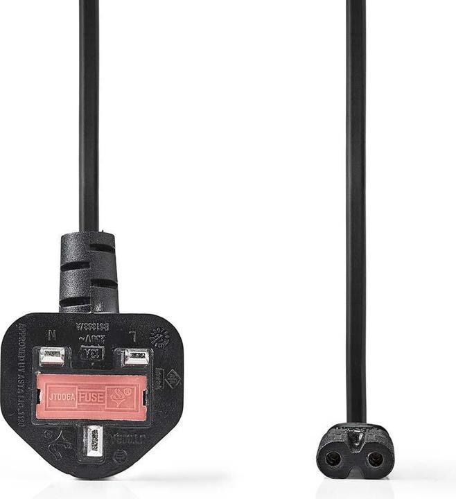 Actual product image Nedis UK power cable | UK plug | IEC-320-C7 | 5.00 m | Yes | 2x 0.75 mm² | Copper | Round | Nickel-plated (5 m)
