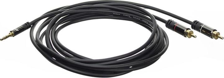 1,5 meter hoge kwaliteit audio verbindingskabel 1x 3,5 mm stereo jack male - 2x RCA male (1.50 m, 3,5 mm aansluiting (AUX))