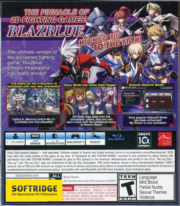 Actual product image Aksys Game Blazblue Chrono Phantasma Extend (PS3, PS4, PS vita, Xbox One S, EN)