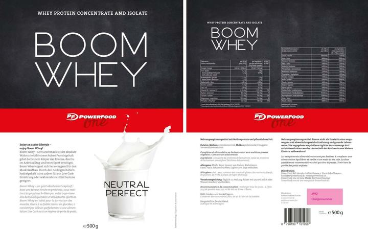 Produktbild PowerFood One Boom Whey (Neutral Perfect, 1 Stk., 500 g)