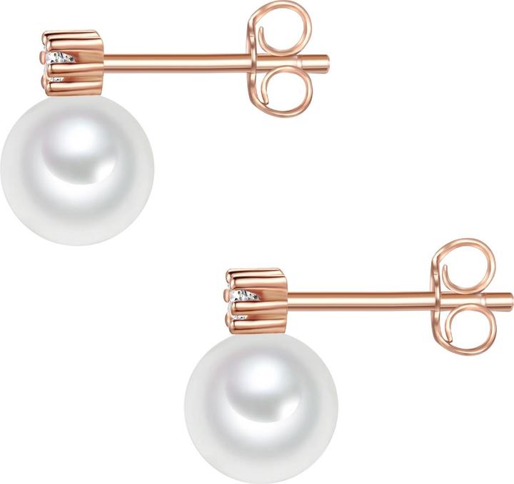 Immagine prodotto Valero Pearls Donna Argento 925 Cubic Zirconia Perle d'acqua dolce coltivate Oro Rosa - 32368 (Argento)