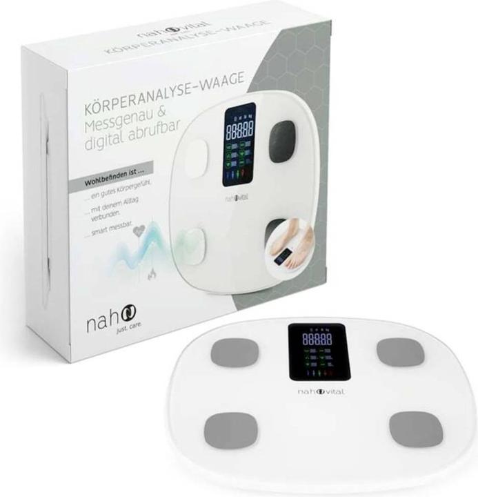 Nah-vital Smart 6V Körperanalysewaage Wägebereich (max.)=150 kg Weiss (180 kg)