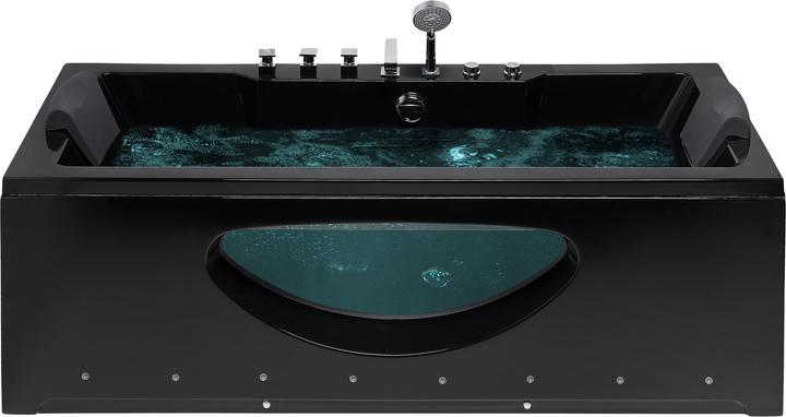 Produktbild Beliani Whirlpool Badewanne schwarz rechteckig mit LED 170 x 80 cm HAWES (197 l, 80 cm, 80 cm)
