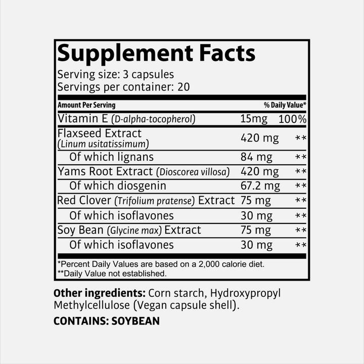 Nutritional values and ingredients Tasnim Femi Step Balance ESL - Strong Woman - Yams Root Extract - 60 capsules (60 Piece, Capsules, 25 g)