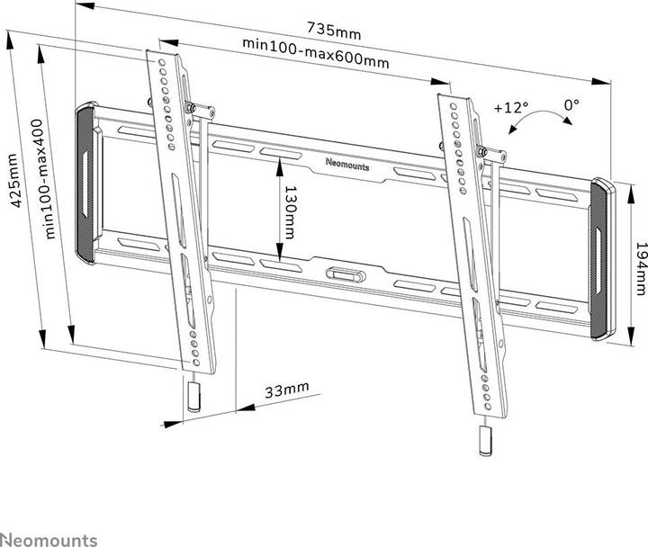Image du produit Neomounts WAH 1TFT 1Articulation Max.70 (Mur, 85.83", 70 kg)