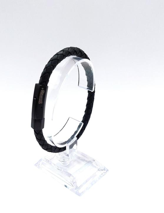 Thomss Lederarmband No.22 Unisex Leder Schwarz & Edelstahlverschluss Umfang 21cm (21 cm, Edelstahl, 100% Leder)