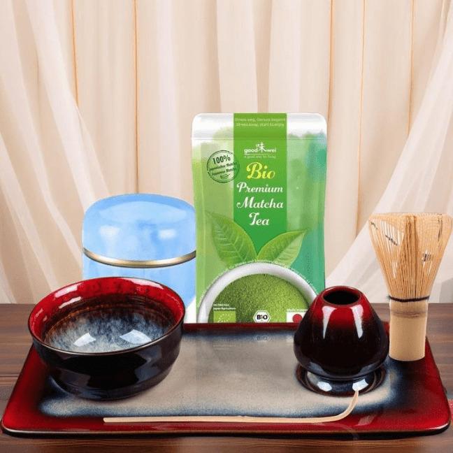 Produktbild Calimatcha Tee Set Achat mit 30g Matcha Tee Tablett Geschenkidee