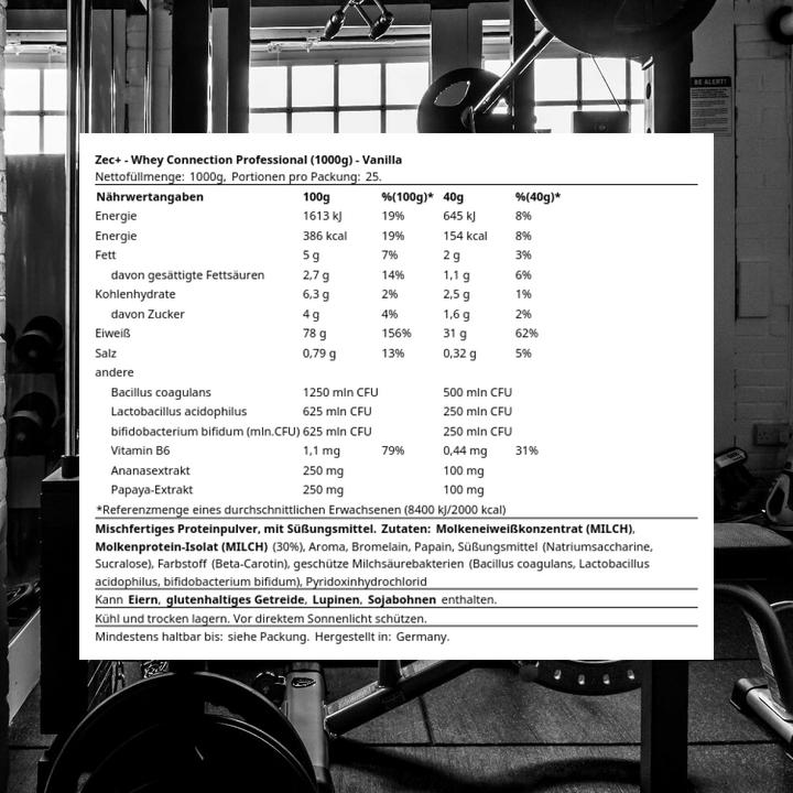 Produktbild Zec+ Nutrition Whey Connection Professional (Vanille, 1 Stk., 1000 g)