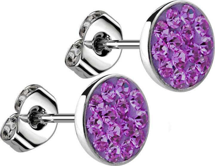 Star Piercing Ohrstecker silber Teller Kristall violett (Chirurgenstahl 316L, ohne Messing)