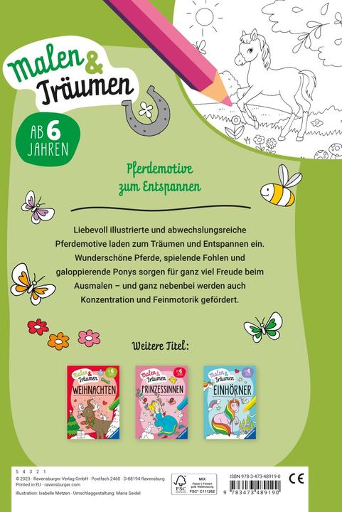 Image du produit Ravensburger Chevaux - colorier et rêver - 24 coloriages pour les enfants à partir de 6 ans - motifs pour