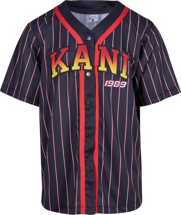 Karl Kani KM233-003-1 KK Serif Pinstripe Baseball Shirt (L)
