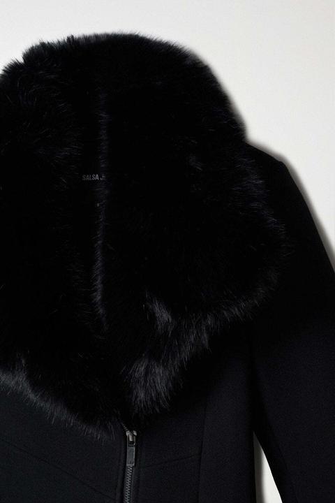 Actual product image Salsa Jeans Wool Coat Wool Coat With Fur Collar (XS)
