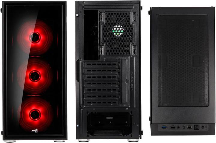 Produktbild AeroCool Quartz Red Midi-Tower - schwarz Window (ATX, mATX, Mini-ITX)