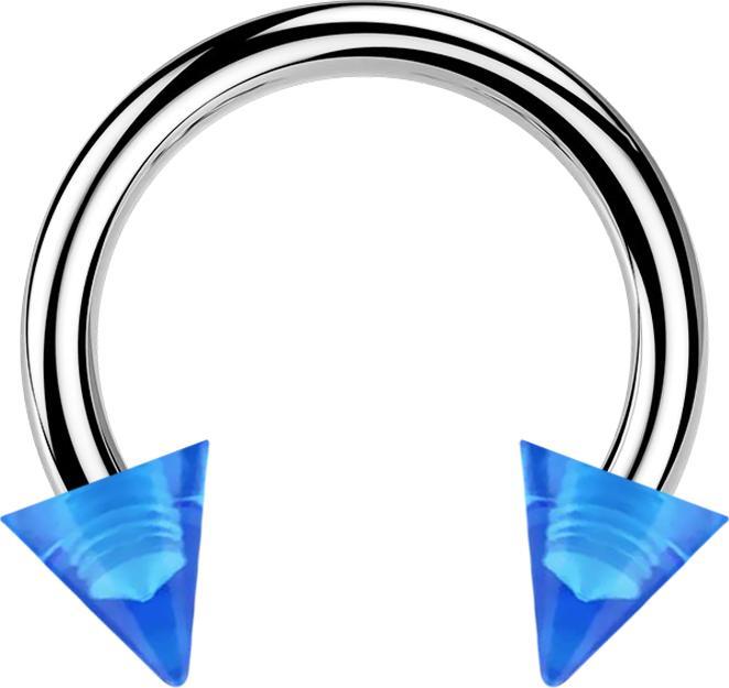 Produktbild Star Piercing Circular Barbell silber mit zwei Cones dunkelblau transparent (Chirurgenstahl 316L, ohne Messing, Acryl)