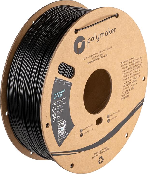 Produktbild Polymaker PC-ABS Black 1.75mm 1kg (ABS, 1.75 mm, 1000 g, Schwarz)