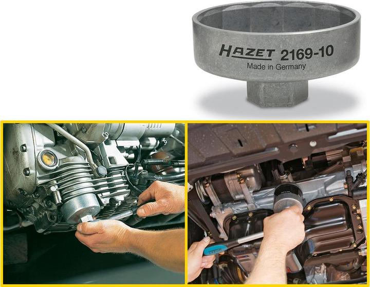 Actual product image HAZET Oil filter wrench 2169-10 ∙ Square, hollow 10 mm (3/8 inch) ∙ Outside 14-point profile ∙ 82 m…