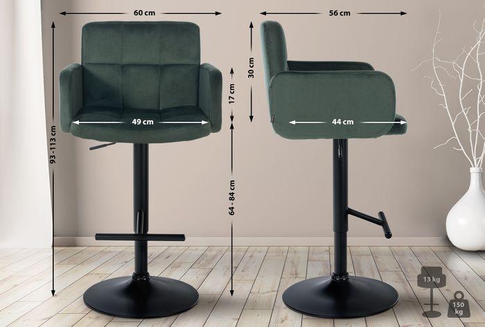 Produktbild Swisshandel24 Barhocker Los Angeles Samt schwarz, dunkelgrün