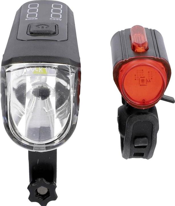 Actual product image Fischer Bicycle lighting set TWIN-60/30/15 LED black (180 lm)