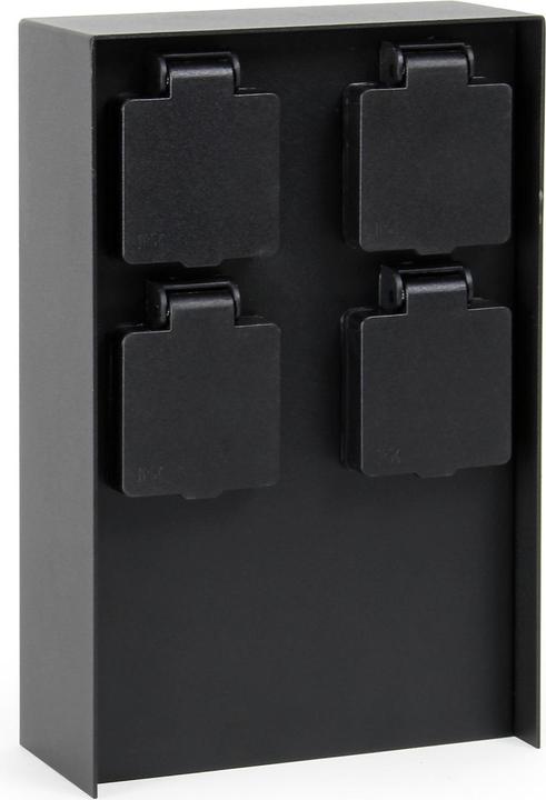 Actual product image Wiltec Garden Socket Fourfold Black, Angled Outdoor Socket Pillar IP44