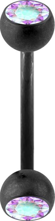 Immagine prodotto Star Piercing Micro banana nera opaca con due sfere di cristallo multicolore (senza ottone)
