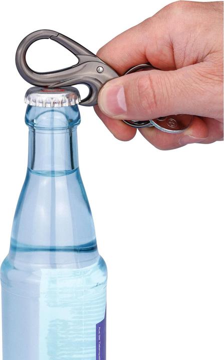 Produktbild Troika DROP Schlüsselanhänger mit 2 Ringen, Karabiner, Flaschenöffner, gunmetal