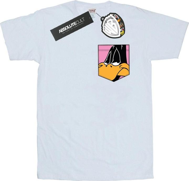 Looney Tunes Daffy Duck Face Faux Pocket TShirt (XL)