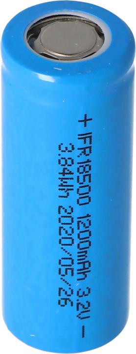 Actual product image EIZfan Battery IFR 18500 Flat Top without head unprotected (1 pcs., 18500, 1200 mAh)