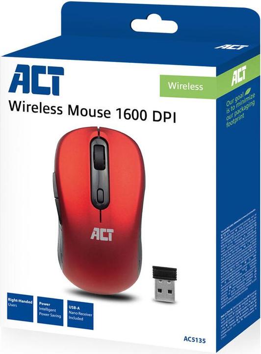 Image du produit Souris sans fil, USB nano-récepteur, 1600 ppp, rouge (Sans fil)