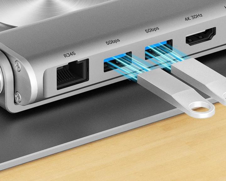 Produktbild Unitek PODSTAWKA POD LAPTOP + HUB USB-C HDMI 1.4 4K PD 100W (USB-C, 1 Ports)