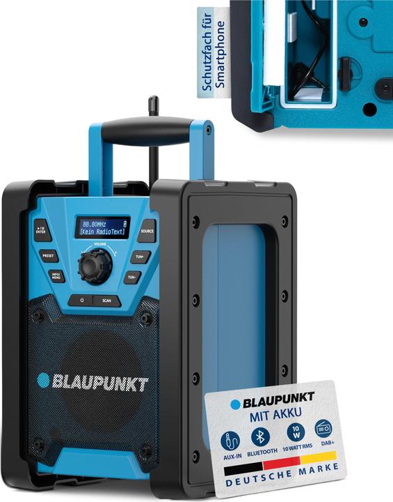 Actual product image Blaupunkt Construction site radio with DAB+ and rechargeable battery | BSR 300 (DAB+, VHF, Bluetooth)