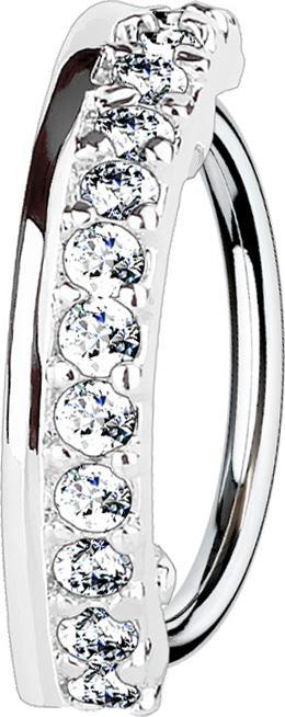 Star Piercing Micro Piercing Ring silber halbkreis mit dreizehn Kristallen (Messing, Chirurgenstahl 316L)