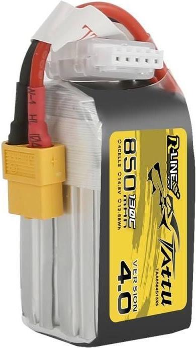 Produktbild Tattu Akumulator R-Line 850mAh 14.8V 130C 4S1P XT60 (14.80 V, 850 mAh)