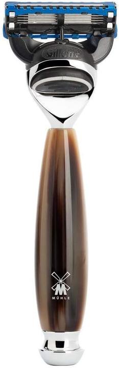 Immagine prodotto Mühle Set da barba, 3 pezzi, pennello da barba con fibra nera, rasoio a 5 lame, compatibile con Gillette®