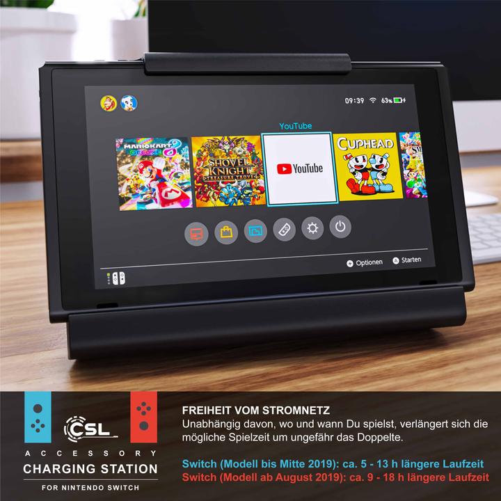 Produktbild CSL Nintendo Switch Akku Hülle 10000mAh, Controller Powerbank mit Joy-Con-Griffen, Gamepad Ladegerät (Switch)