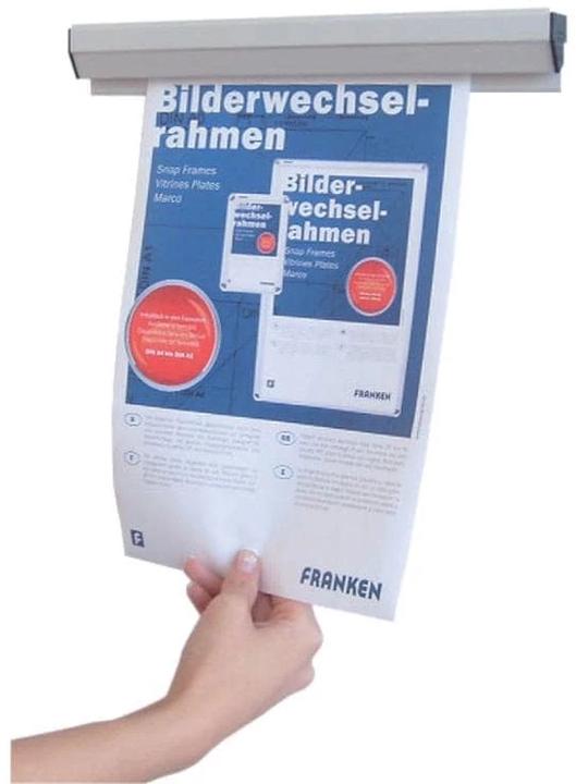 Produktbild Franken Papierklemmschiene, selbstklebend, Länge: 580 mm Kunststoff, beliebig erweiterbar, Wandmontage mit S (210 x 297 mm)