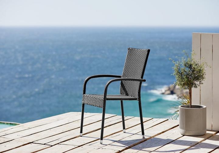 Produktbild JYSK 3745140 Gartenstuhl Abendessen Harter Sitz Harte Rückenlehne Stahl Schwarz