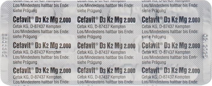 Nutritional values and ingredients Cefak D3 2000 K2 Mg Caps (60 Piece, Capsules, 79 g)