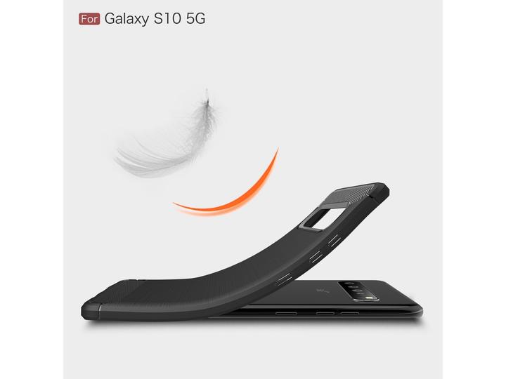 Produktbild Screenguard Samsung Galaxy S10 5G Hülle Carbon Brushed Soft TPU (Samsung Galaxy S10 5G)