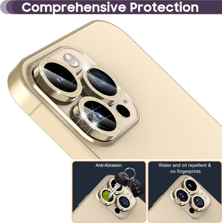 Actual product image Ueli Express Camera armoured glass lens protector glitter (1 Piece, Apple iPhone 16 Pro, Apple iPhone 16 Pro Max)