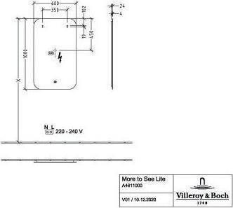 Produktbild Villeroy & Boch V&B Spiegel MORE TO SEE LITE rd m uml. LED-Bel. 600x1000x24mm 26,88 W