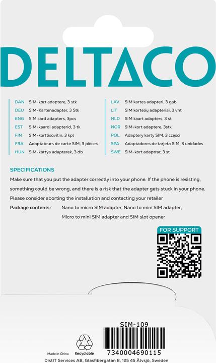 Immagine prodotto Deltaco SIM-109 - 3 pezzo(i)