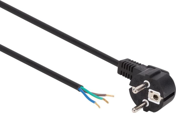Actual product image Velleman POWER CORD BLACK CEE 7/7 90 + LEADS TAILS L=3 m H05VV-F 3G0.75 mm² (3 m, CEE 7/7)