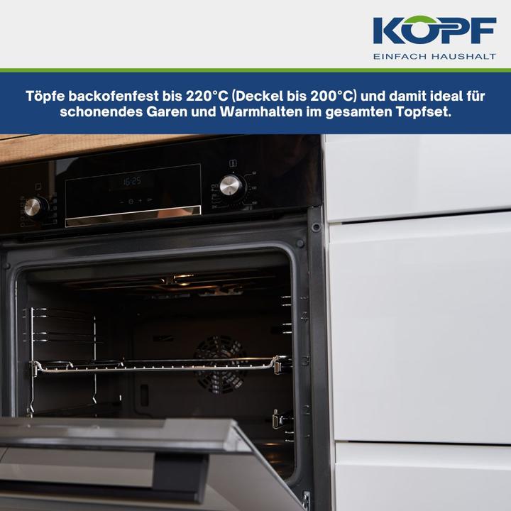 Produktbild Kopf Topfset Induktion Clara 8-teilig | Kochtopf-Set für alle Herdarten | Literskala | Edelstahl (Kochtopf, Edelstahl)