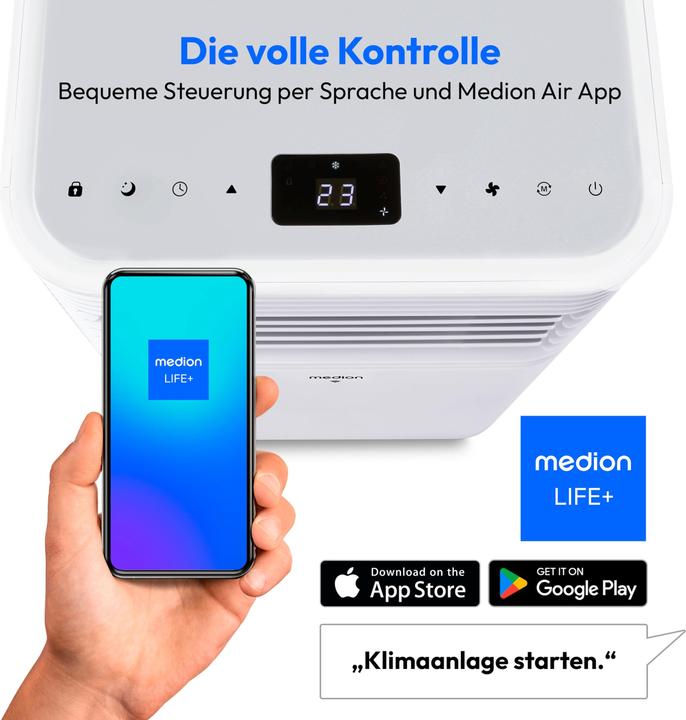 Produktbild Medion LIFE® P701 KLIMAANLAGE (MD 37672) Kühlen, Entfeuchten und Ventilieren, Kühlleistung 7.000 BTU, Kühlm (25 m², 7000 BTU/h)