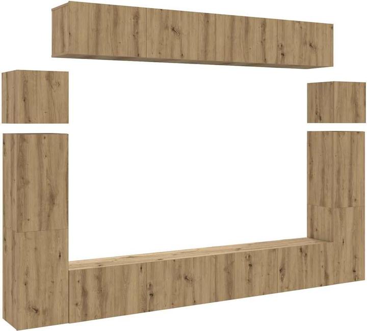 Produktbild VidaXL 8-tlg. TV-Schrank-Set Wandmontage Artisan-Eiche Holzwerkstoff (30.5 x 30 x 110 cm)