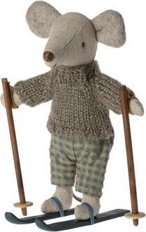 Actual product image Maileg Winter mouse big brother with skis (13 cm)