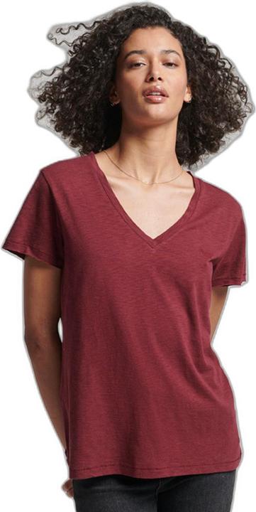 Superdry T-Shirt mit V-Ausschnitt, bestickt und geflammt, Damen (XXS)
