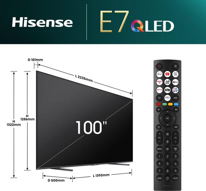 Produktbild Hisense TV 100E7NQ PRO (100", E7NQ, QLED, 4K)